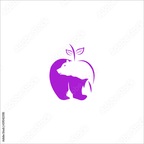 logo apple bear icon animal vector