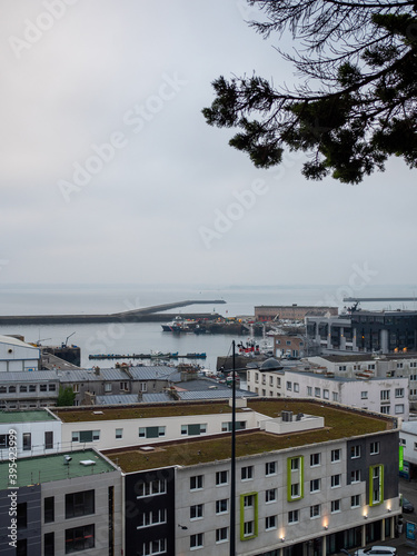 Citydscape in Brest. View on the sea. Brest is a city located in western France, in Brittany. Cloudy sky. © Adrien