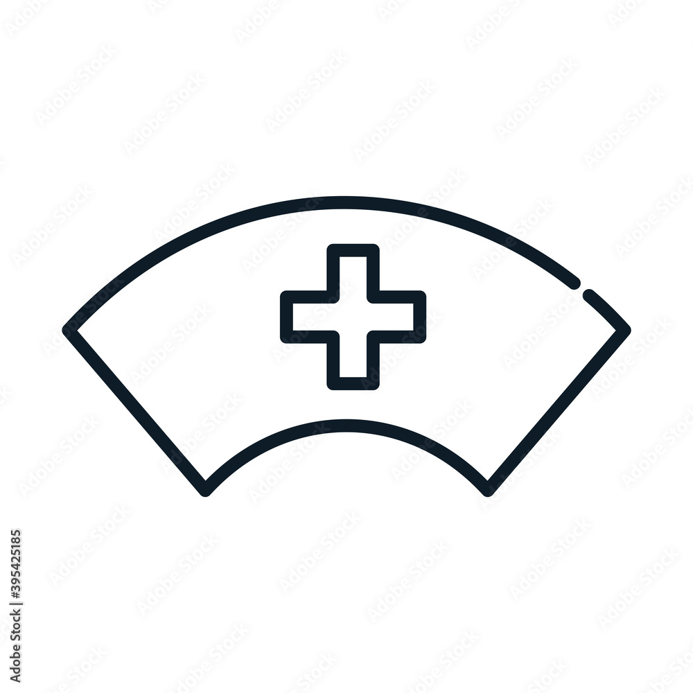 health nurse hat uniform medical line icon health nurse hat uniform medical line icon