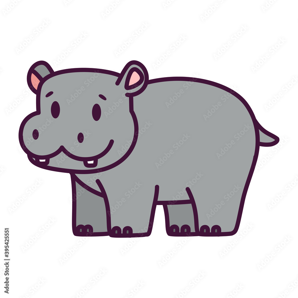 Isolated cartoon of a hippo - Vector illustration Isolated cartoon of a hippo - Vector illustration