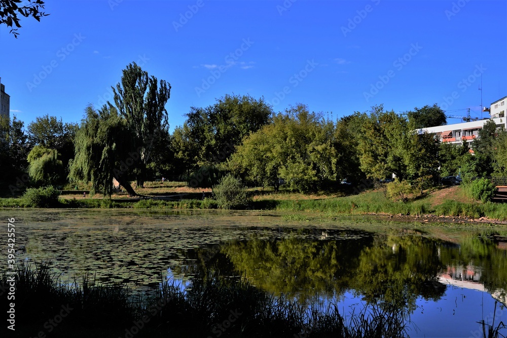 Skaryszewski Park (or Skaryszew Park) and Kamionkowskie Lake - Vistula’s old river bed, now a centre of recreation in Warsaw, Poland.