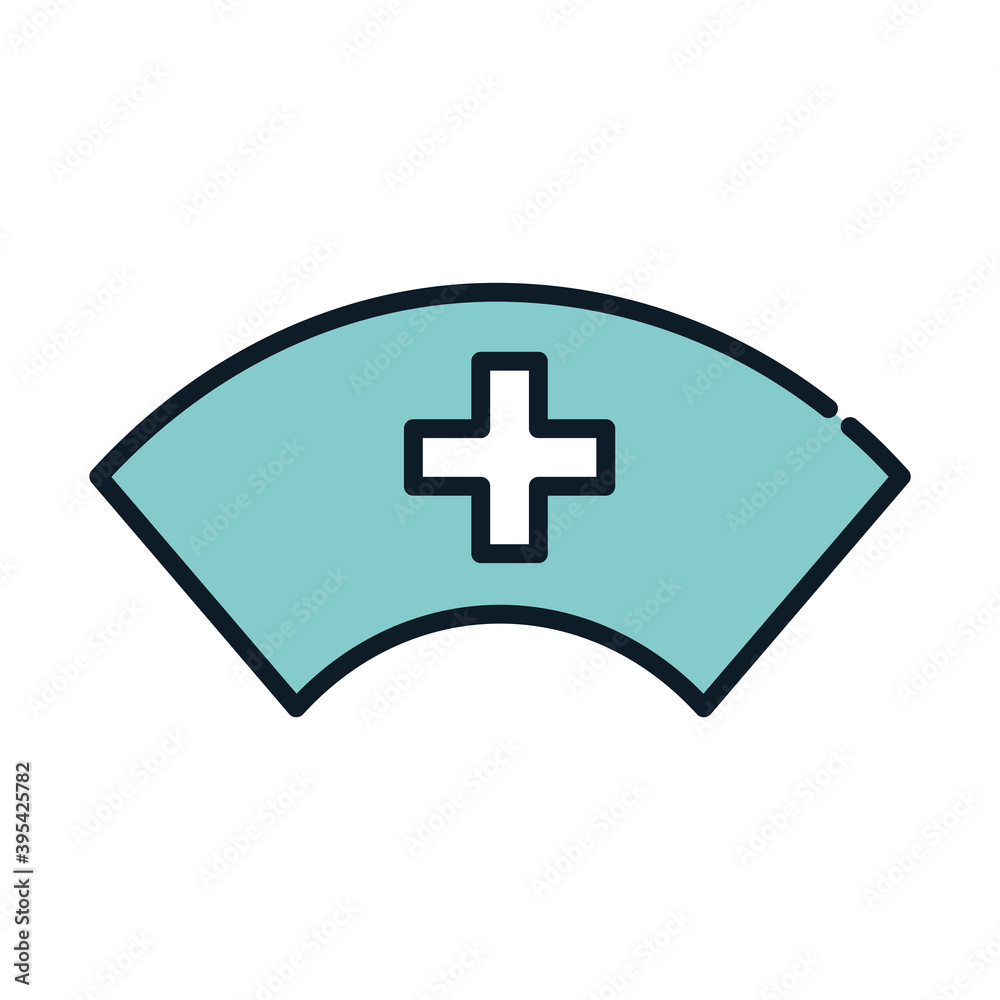 Obraz premium health nurse hat uniform medical line and fill