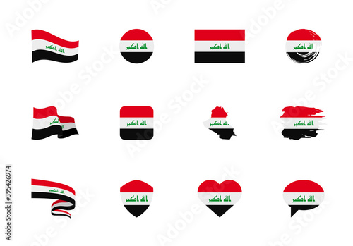 Free Download Iraq flag - flat collection. Flags of different shaped twelve flat icons. - GFXLoad