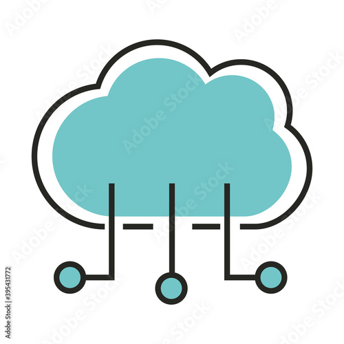 digital marketing cloud computing line and fill