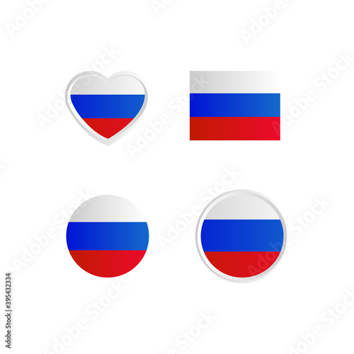 Collection of flag russia design isolated on white background