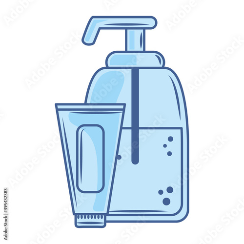 covid 19 coronavirus investigation alcohol and gel disinfect products blue icon