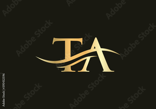 Premium TA letter logo design. TA Logo for luxury branding. Elegant and stylish design for your company.  photo