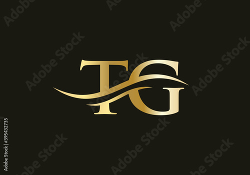 Premium TG letter logo design. TG Logo for luxury branding. Elegant and stylish design for your company.  photo