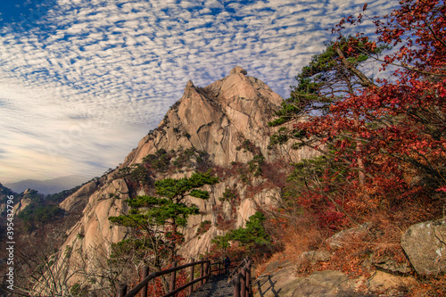 Photography A scenic autumn view of Bukhansan Mountain in Seoul, South Korea
