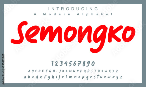 Semongko font. Elegant alphabet letters font and number. Lettering Minimal Fashion Designs. Typography fonts regular uppercase and lowercase. vector illustration