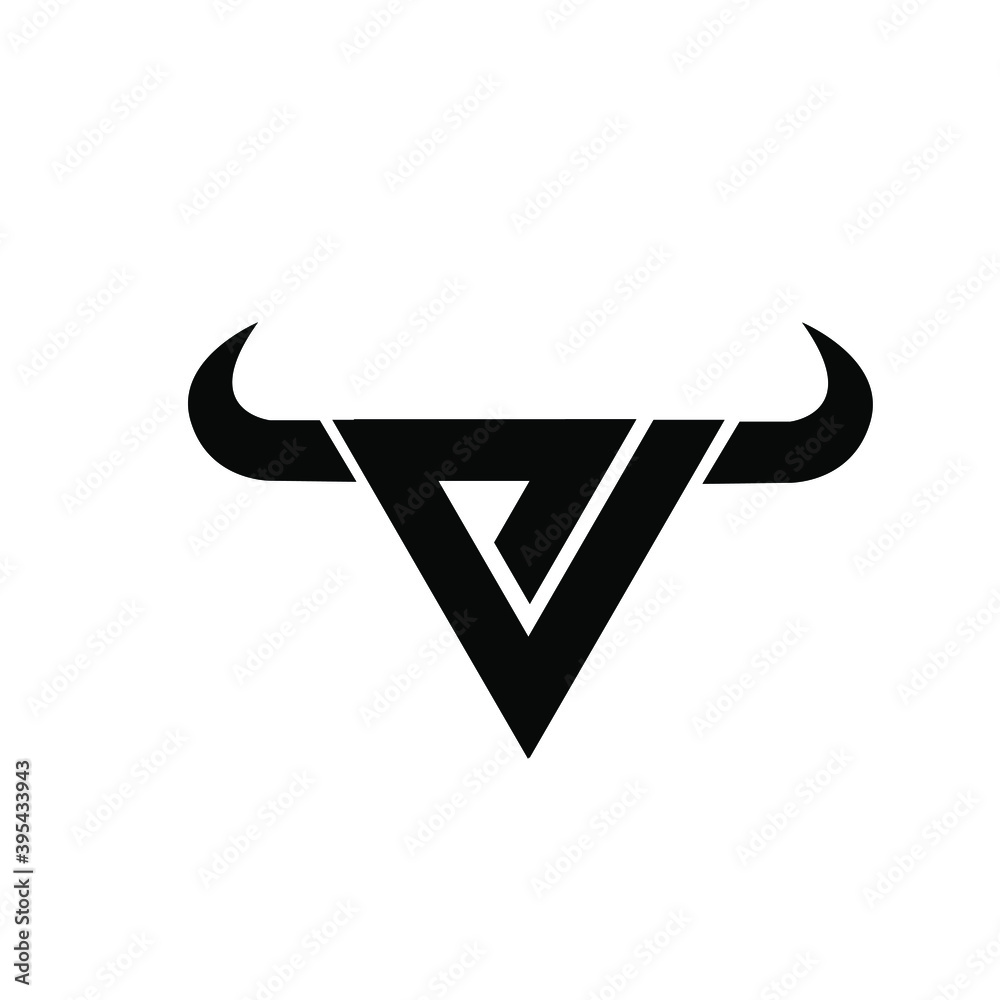 abstract letter d v triangle bull head black logo abstract letter d v triangle bull head black logo