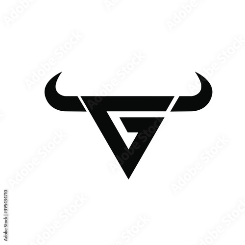 abstract letter G 6 triangle bull head black logo