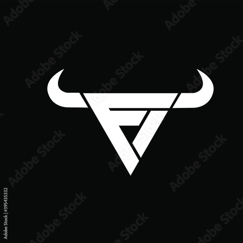 abstract letter m 3 triangle bull head black logo