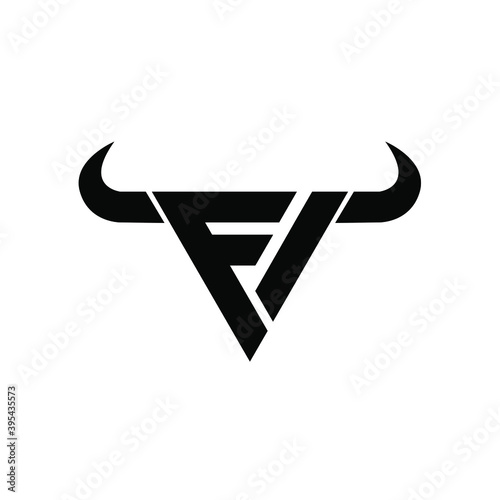 abstract letter m 3 triangle bull head black logo