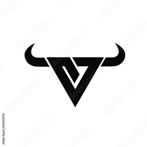 abstract letter j v triangle bull head black logo