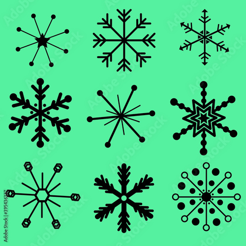 set of snowflakes  Mid Century Snowflakes  Vector Snowflakes