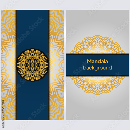 Ornamental floral business cards or invitation with mandala. Vector illustraiton