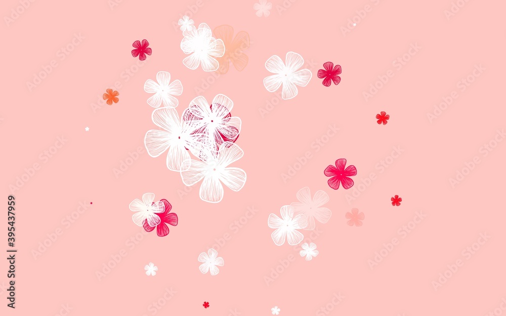 Light Red, Yellow vector natural pattern with flowers.