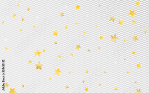 Yellow Party Stars Vector Transparent Background. 