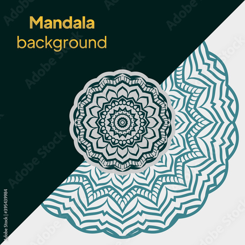 invitation with mandala design element. Square invite template. Luxury floral weave pattern. vector illustration