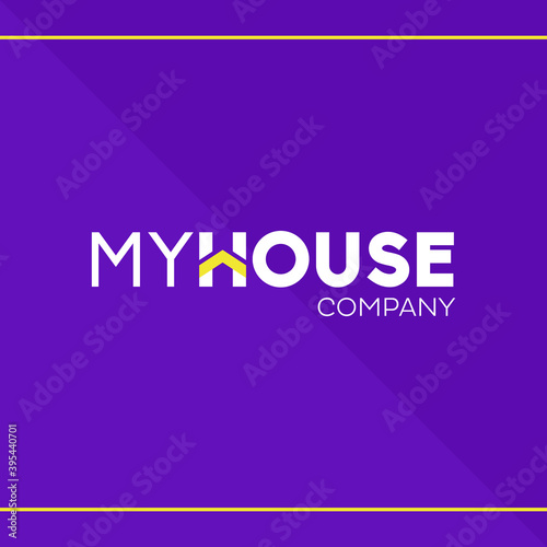 My house vector logo. Yellow and purple design