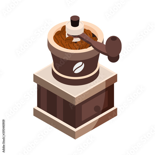 coffee roasting machine brewing isometric icon design