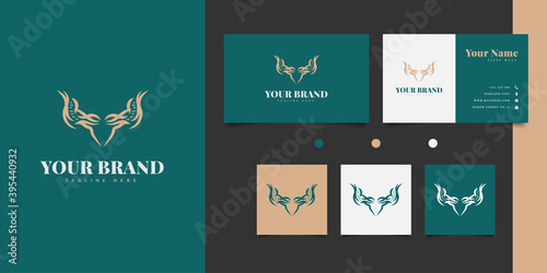 Deer head logo with big elegant antlers for your logo or business identity