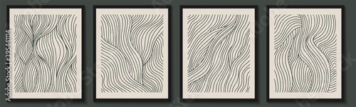 Trendy contemporary set of abstract creative geometric minimalist artistic hand painted composition. Vector posters for wall decor in vintage style
