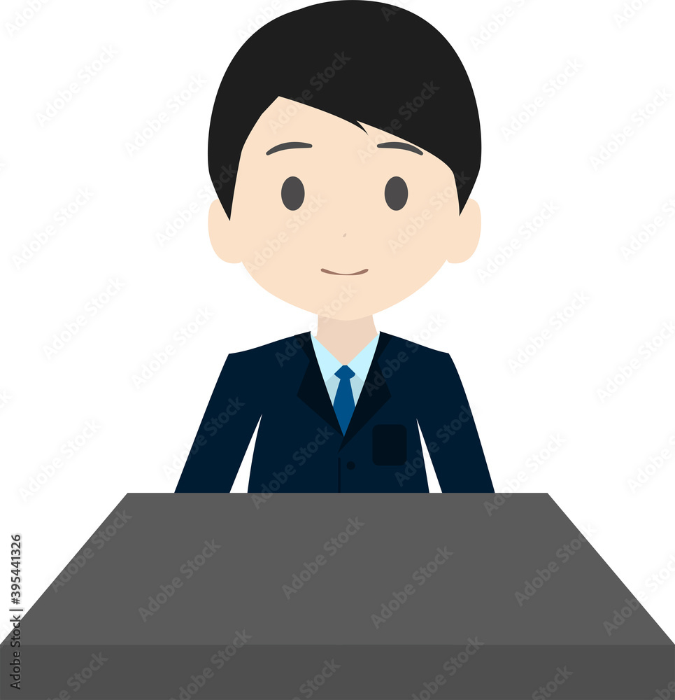 席につくシンプルなビジネスマンの上半身イラスト 席につくシンプルなビジネスマンの上半身イラスト