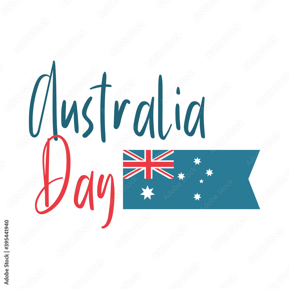 australia day, flag and handwritten text australia day, flag and handwritten text