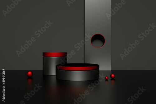 3D rendering of a black geometric background for commercial advertising