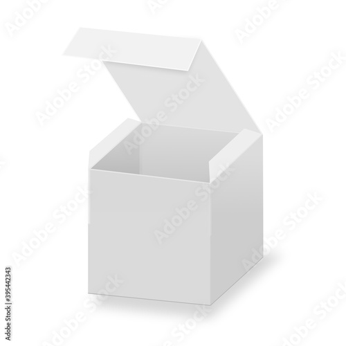 Blank open box cover mockup on white background.