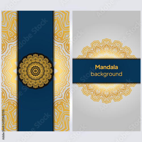 Ornamental floral business cards or invitation with mandala. Vector illustraiton