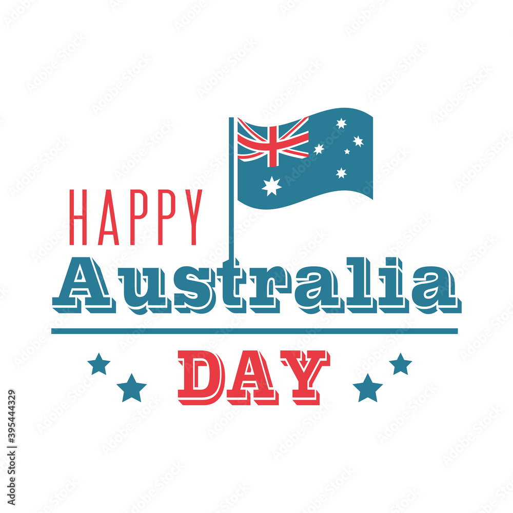australia day, lettering congratulation flag card