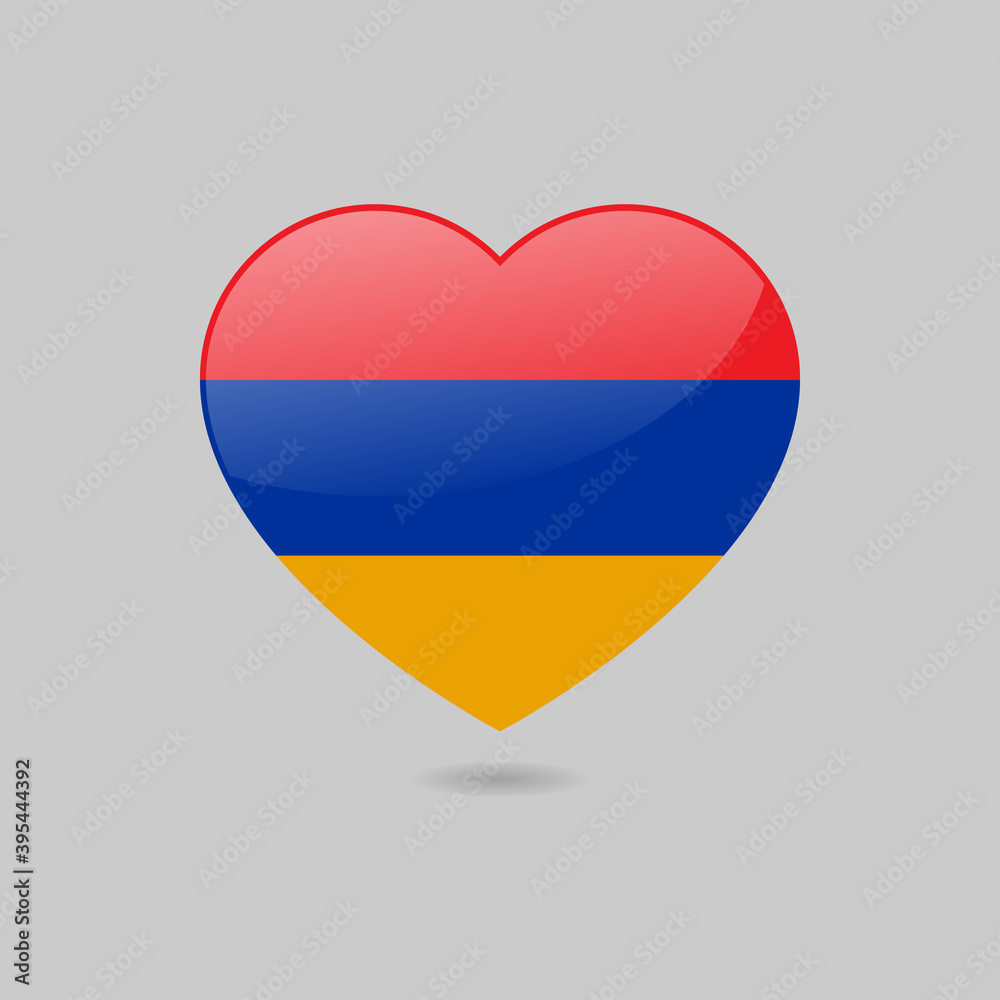 Fototapeta premium Vector Glossy Armenia Flag Heart