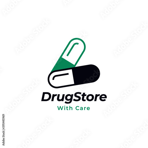 capsules logo vector, drugstore logo. 