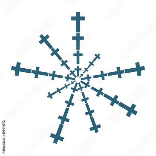Christianity concept illustration. Cross shaped radiant rays