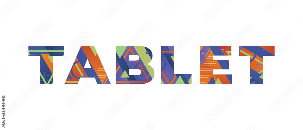 Tablet Concept Retro Colorful Word Art Illustration
