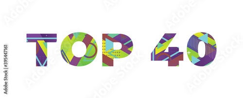 Top 40 Concept Retro Colorful Word Art Illustration