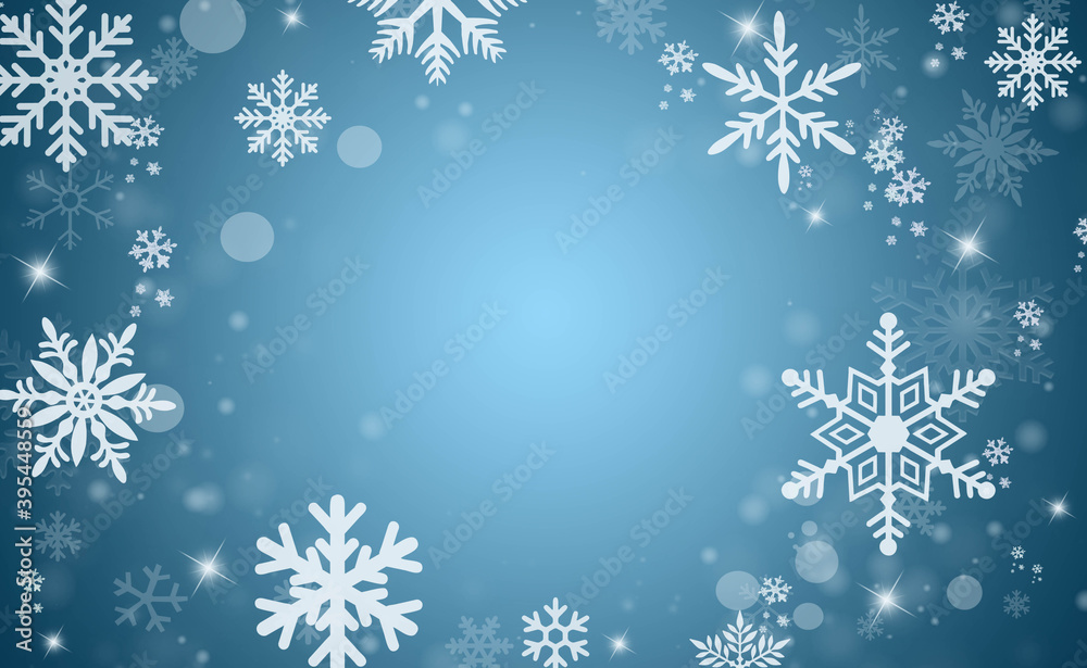 Abstract winter background with falling snowflakes.Christmas Background