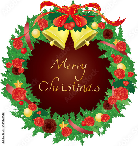 クリスマスの装飾可愛いシンプルなクリスマスリースのイラスト