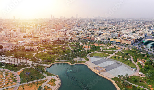 Aerial shot of King Abdullah Park in Riyadh, SAUDI ARABIA	 photo