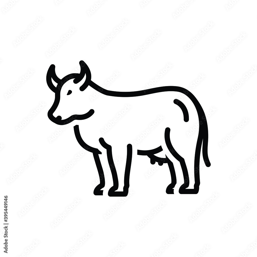Black line icon for cow
