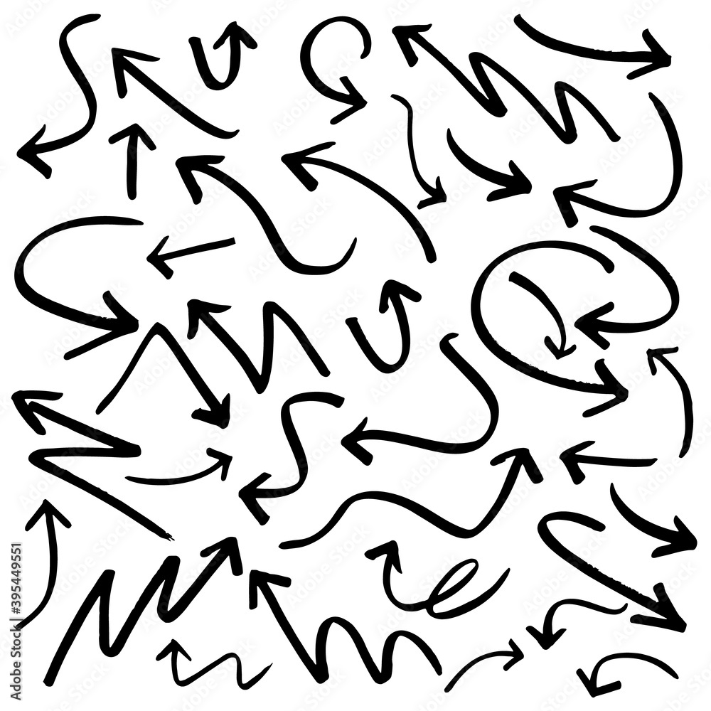 Set of vector arrows. Hand drawn design elements Set of vector arrows. Hand drawn design elements