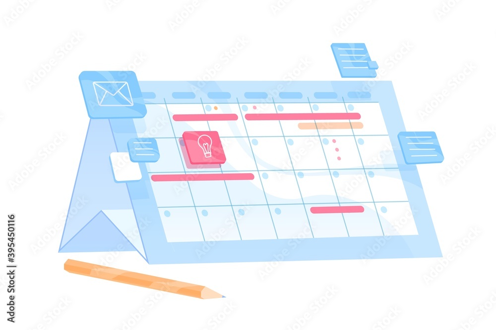 Planner or organizer with scheduled appointments and deadlines