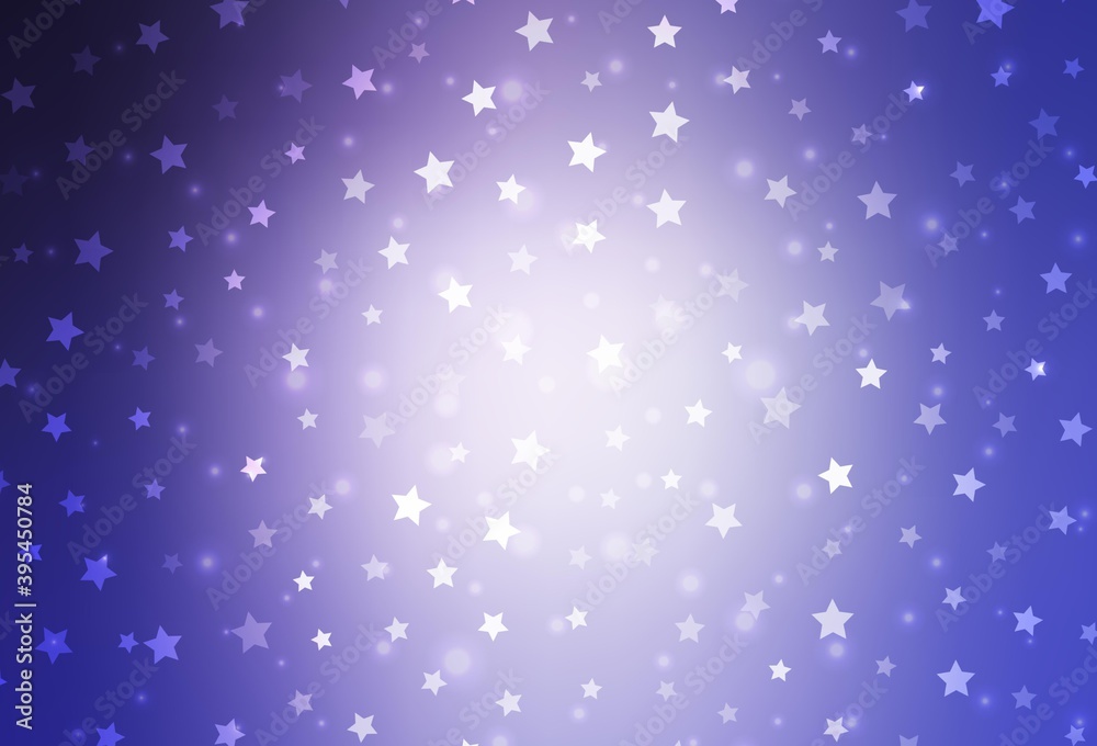 Fototapeta premium Light Purple vector background with xmas snowflakes, stars.
