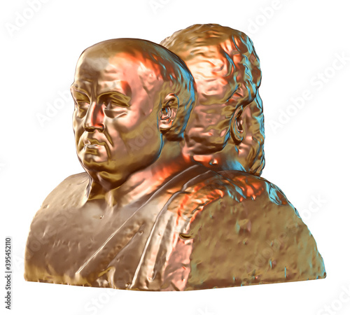 A collection of sculptures made in neon style on a black background for your design ideas. 3D rendering of objects that can be stylized. Combine the shape by adjusting the color and achieve new effect