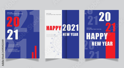 New Year 2021 poster set creative design.Template with 2021 typography logo for season celebration and decoration. Minimalistic trendy background for branding, banners, covers, cards, posters etc