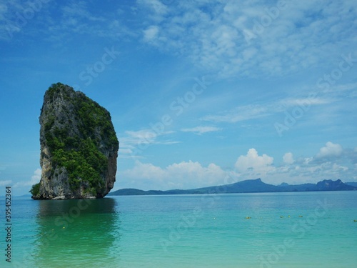 Ko Poda is located in Krabi of Thailand, there is the limestone mountain located in the sea.Scenic island known for white-sand beaches & turquoise water. © Mannika