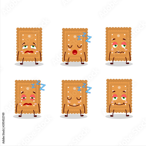 Cartoon character of rounded cookies with sleepy expression